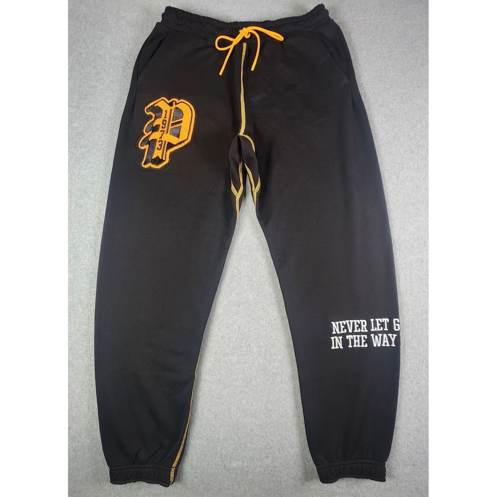 Puma Dylan Basketball Pants Men L 32x29 Black Printed Jogger Tapered Leg Pockets
